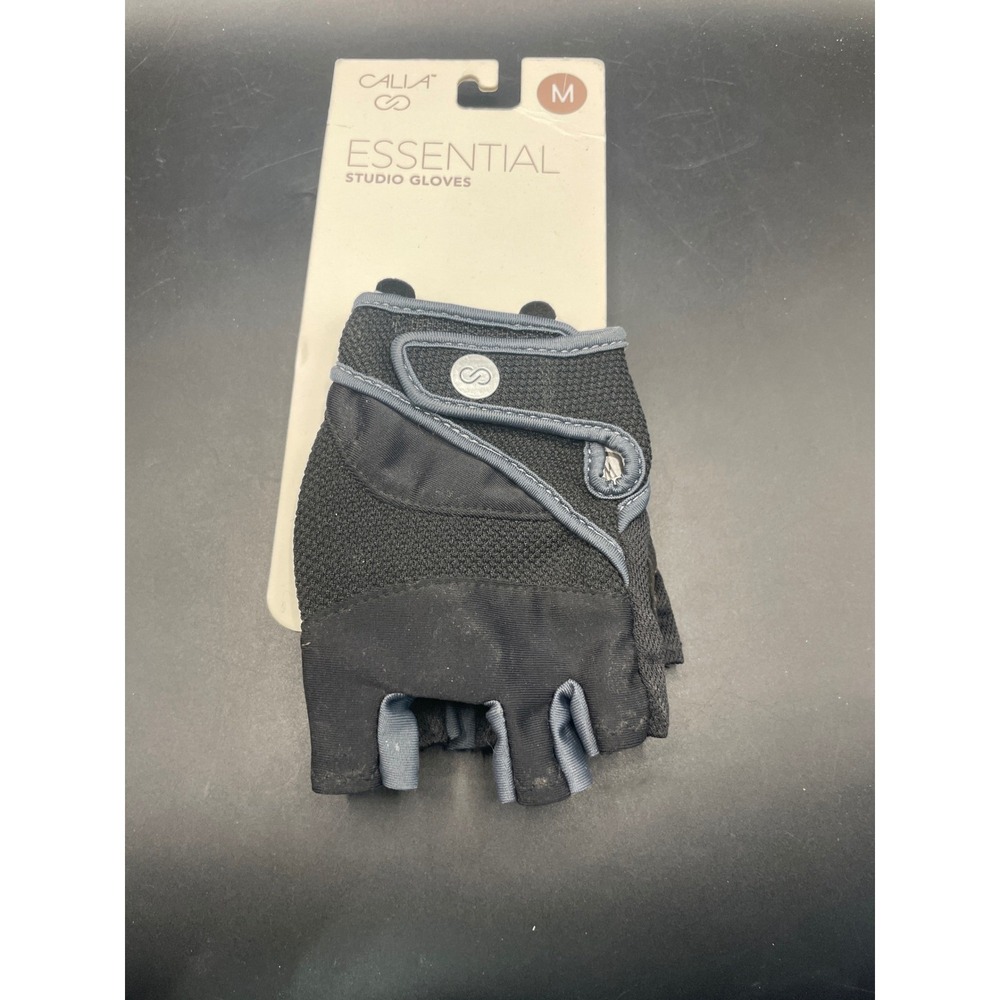 CALIA Essential Studio Gloves Black Grey Fingerless Workout Weightlifting Medium
